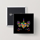 自閉症の |かわいいユニコーン自閉症意識パズル 缶バッジ (正面&裏面)