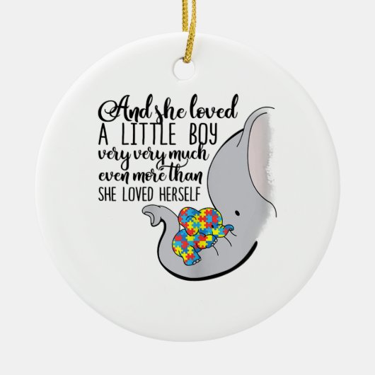 自閉症の|そして、彼女は小さな男の子をとても愛していました セラミックオーナメント (正面)