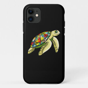 自閉症の ウミガメのパズルピース自閉症 iPhone 11 ケース