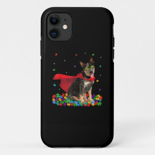 自閉症の オカッコいいーストラリア牛の犬のヒーロー自閉症 iPhone 11 ケース