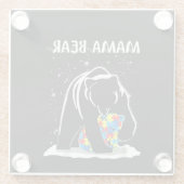 自閉症の |ママベア自閉症パズルピース雪片 ガラスコースター (裏面)