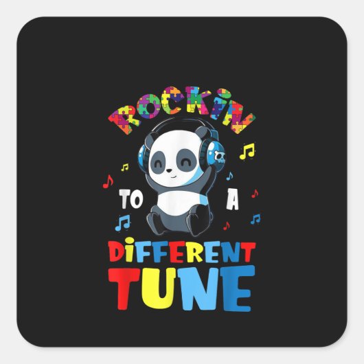 自閉症の |ロックンキュート違うなパンダ スクエアシール (正面)