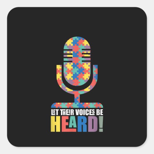 自閉症の|彼らの声を自閉症の声に聞かせる スクエアシール (正面)