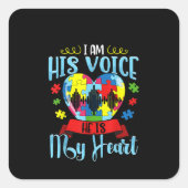 自閉症の |私は彼の声である彼は私のハートパズル スクエアシール (正面)