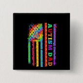 自閉症の |自閉症パパ自閉症アメリカ国旗 缶バッジ (正面)