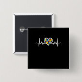 自閉症の |自閉症意識ハートビートパズルプライド 缶バッジ (正面&裏面)