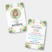 自閉症のID子供または成人の医療警告バッジ バッジ (表裏)