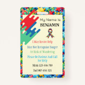 自閉症のID子供または成人の医療警告バッジ バッジ (裏面)