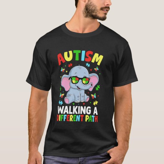 自閉症は別の道を歩く Tシャツ (正面)