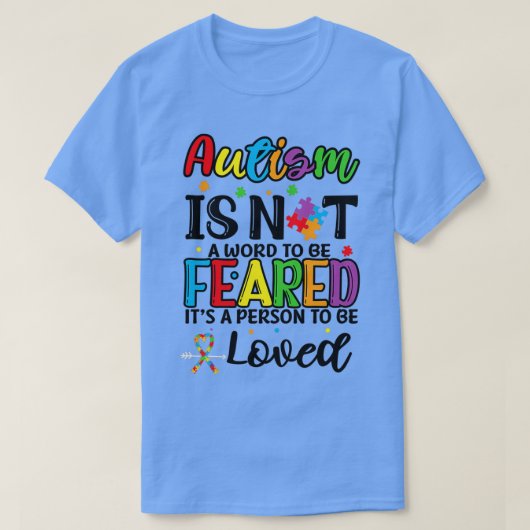 自閉症は恐るべき言葉ではない認識度日 Tシャツ (デザイン正面)