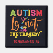 自閉症は悲劇ではない"スクエアマグネット マグネット (正面)