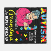 自閉症は来無名のおばあちゃんには無い フリースブランケット (正面(横))