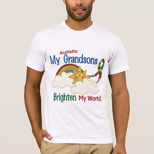 自閉症は私の世界1の孫を明るくします Tシャツ (正面)
