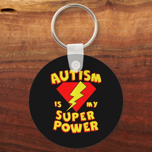自閉症は私の力すごいスーパーヒーロー自閉症が待ち受けている キーホルダー (正面)