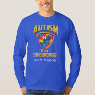 自閉症は私の超大国のカスタム家族のマッチング Tシャツ
