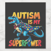 自閉症は私の超大国の恐竜の自閉症の意識 ワインラベル (シングルラベル)