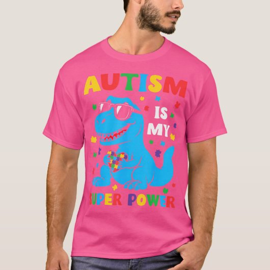 自閉症は私の超大国の恐竜Tレックス自閉症の子供 Tシャツ (正面)