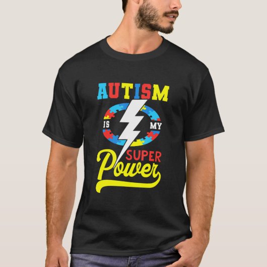 自閉症は私の超能力 自閉症者の誇りの日 Tシャツ (正面)