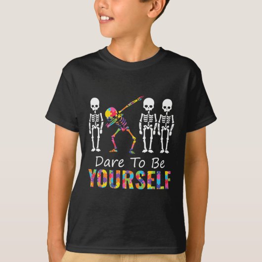 自閉症は能力おもしろい違うダビングスケレ Tシャツ (正面)