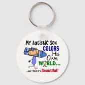 自閉症は自分の世界の息子を彩る キーホルダー (正面)