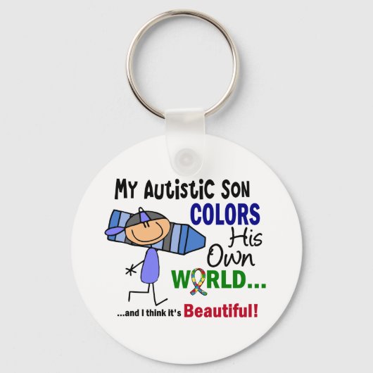 自閉症は自分の世界の息子を彩る キーホルダー (正面)
