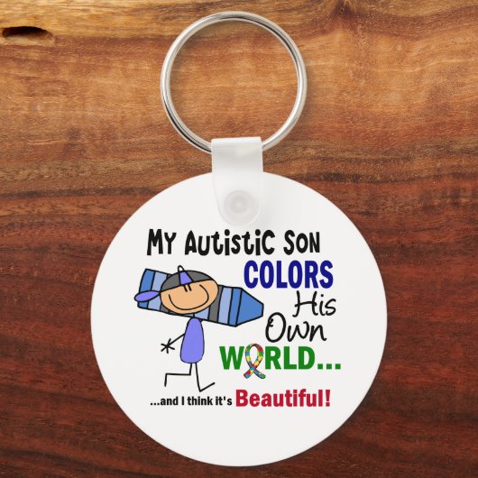 自閉症は自分の世界の息子を彩る キーホルダー (正面)
