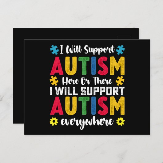 自閉症は自閉症の方々を応援する ポストカード (正面/裏面)
