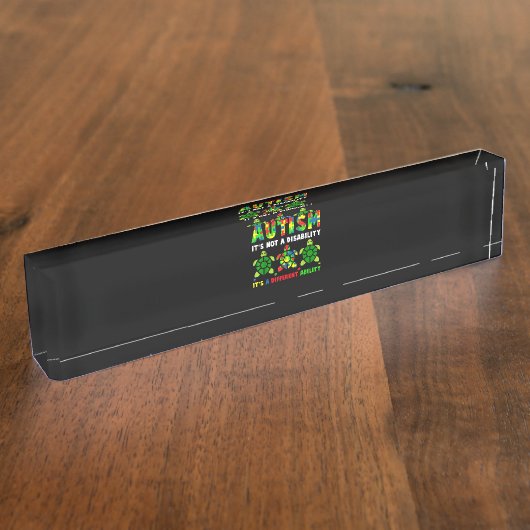 自閉症は障害ではない自閉症の認識 デスクネームプレート (側面)