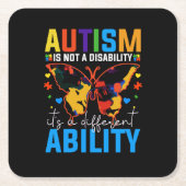自閉症は障害ではない違う スクエアペーパーコースター (正面)