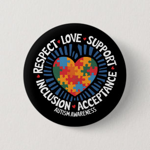 自閉症への理解 自閉症の尊重 愛 情熱 缶バッジ