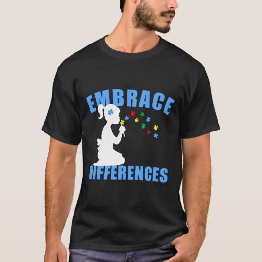 自閉症を受け入れよう 差異を尊重しよう 自閉症啓発 Tシャツ (正面)