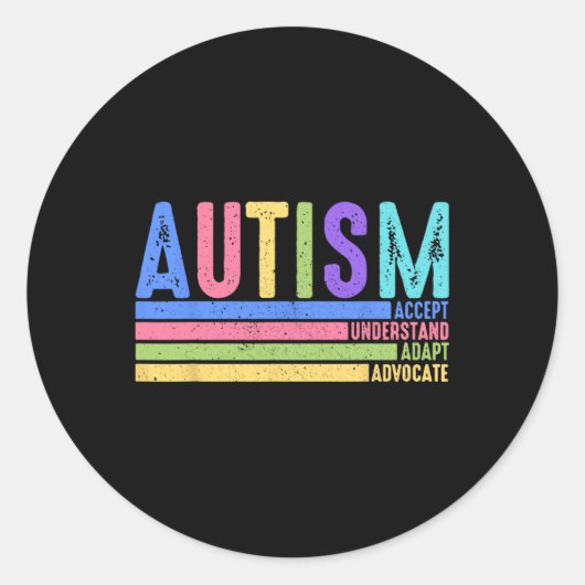 自閉症を受け入れる理解Advocate特別Ed ラウンドシール (正面)