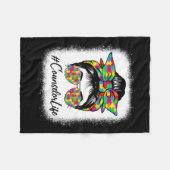 自閉症を支持するカウンセラー乱雑なブンウィメンズ フリースブランケット (正面(横))