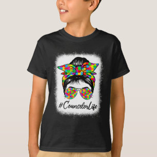 自閉症を支持するカウンセラー乱雑なブンウィメンズ Tシャツ