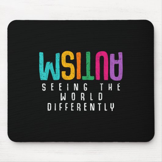 自閉症を支持する世界を見る自閉症 マウスパッド (正面)