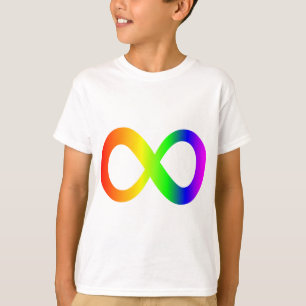 自閉症を認識する虹の無限大のシンボル Tシャツ