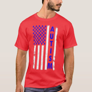 自閉症アメリカ国旗のシャツ自閉症意識パズル Tシャツ
