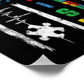 自閉症アメリカ国旗パズル自閉症啓発男性W ポスター (角)