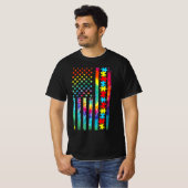 自閉症アメリカ国旗Tee絞り染め自閉症意識 Tシャツ (正面フル)