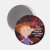 自閉症アワーネスラペルレッドヘアボーイブルゴーニュ マグネット (正面/裏面)