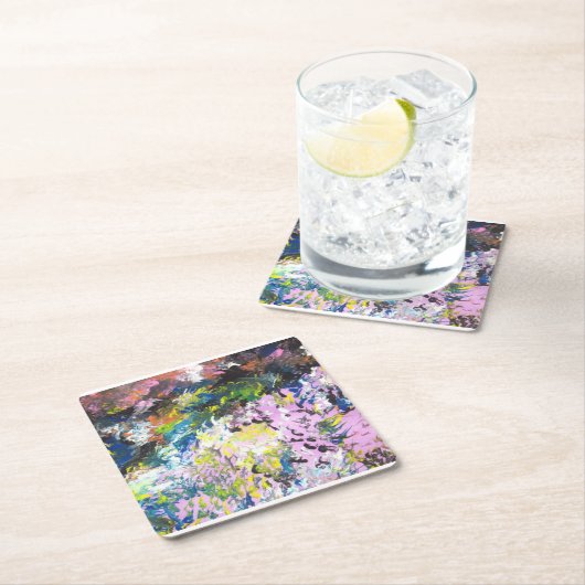 自閉症アーティスト-抽象芸術アートコースター スクエアペーパーコースター (インサイチュ)