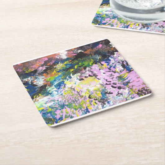自閉症アーティスト-抽象芸術アートコースター スクエアペーパーコースター (アングル)