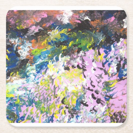 自閉症アーティスト-抽象芸術アートコースター スクエアペーパーコースター (正面)