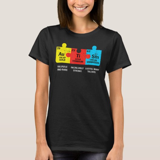 自閉症エレメント周期表 アウェアネス ASD メンズ Tシャツ (正面)