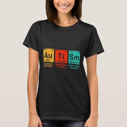 自閉症エレメント周期表 アウェアネス ASD メンズ Tシャツ (正面)