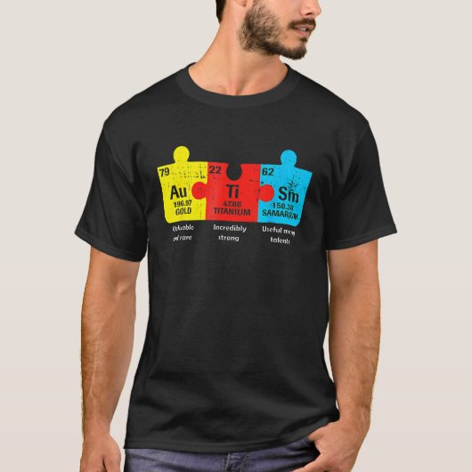 自閉症エレメント周期表 アウェアネス ASD Tシャツ (正面)