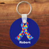自閉症カスタム意識リボン キーホルダー (正面)