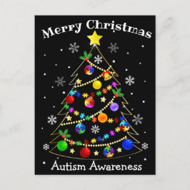自閉症カラフルのクリスマスツリー シーズンポストカード