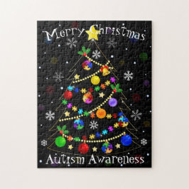 自閉症カラフルのクリスマスツリー ジグソーパズル