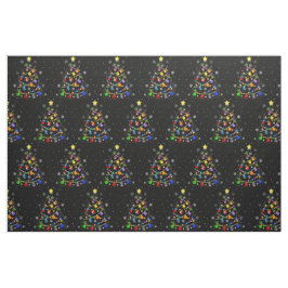 自閉症カラフルのクリスマスツリー ファブリック